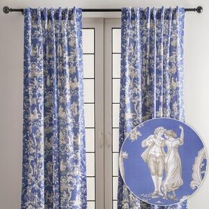 Maison d' Hermine 100% Cotton Light Filtering Curtain Panels 50”W x 96”L Blue